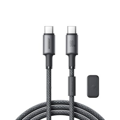 Tamsiai pilkas Joyroom SA-50 USB kabelis USB-C jungtimis, 60W galia, 1.2m ilgio nailoniniu pynimu