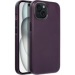 Tamsiai violetinis dėklas Apple iPhone 15 Mag Leather su matiniu paviršiumi ir kamerų apsauga