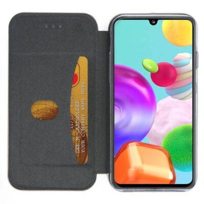 Tamsiai zalias atverciamas deklas Samsung A415 A41 su korteliu laikikliu