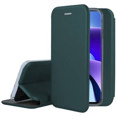 Tamsiai žalias atverčiamas dėklas Xiaomi Redmi Note 11 Pro ir Pro Plus 5G telefonui