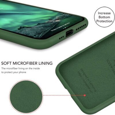 tamsiai zalias deklas apple iphone 11 mercury silicone su mikropluošto pamušalu ir apatine apsauga