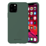 Tamsiai žalias dėklas Apple iPhone 12 Pro Max Mercury Silicone matomas iš priekio ir galo