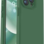 Tamsiai žalias dėklas Apple iPhone 15 Pro su matiniu paviršiumi apsaugo telefoną ir mygtukus