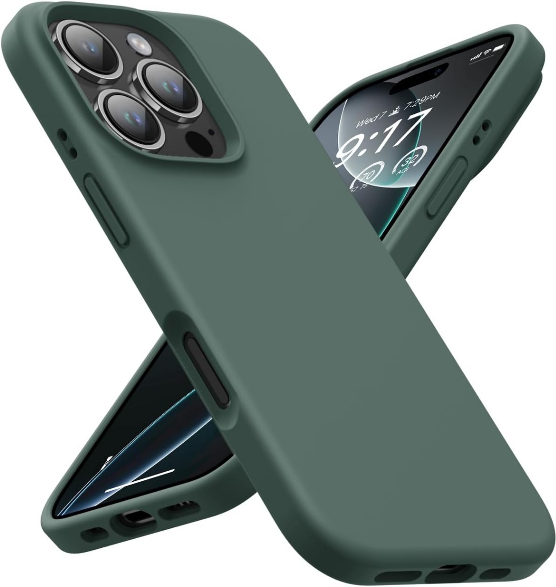 Tamsiai žalias dėklas Apple iPhone 16 Pro Max Mercury Silicone Tamsiai žalias dėklas Apple iPhone 16 Pro Max Mercury Silicone su apsauga kamerai