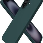 Tamsiai žalias dėklas Apple iPhone 16 X-level Guardian apsaugo telefoną ir turi tiksliai išpjautas kameros bei mygtukų vietas
