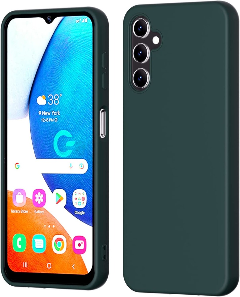 Tamsiai žalias dėklas Samsung Galaxy A145 A14 4G A146 A14 5G Mercury Silicone Tamsiai žalias dėklas Samsung Galaxy A145 A14 4G A146 A14 5G Mercury Silicone priekinė ir galinė pusės