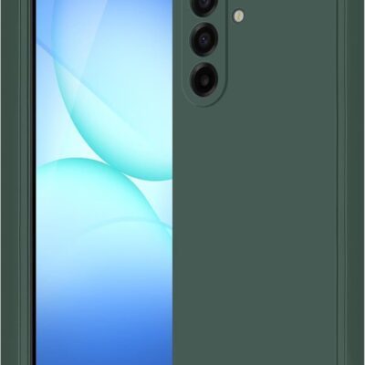 Tamsiai žalias dėklas Samsung Galaxy A175 A17 su apvalintais kampais ir trimis kameros angomis