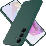 Tamsiai žalias dėklas Samsung Galaxy A356 A35 5G su matiniu paviršiumi ir kamerų apsauga