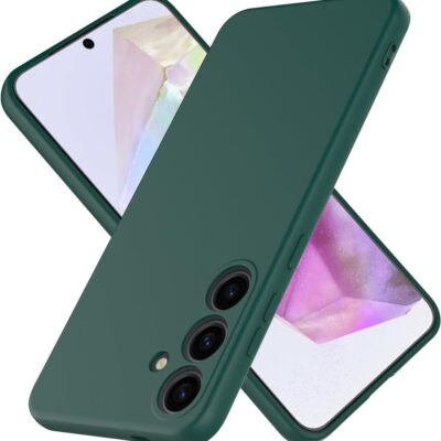 Tamsiai žalias dėklas Samsung Galaxy A356 A35 5G su matiniu paviršiumi ir kamerų apsauga