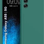 Tamsiai zalias deklas Samsung Galaxy A556 A55 5G X-level Dynamic ant telefono su trimis kameromis