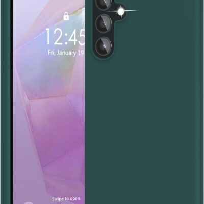 Tamsiai žalias dėklas Samsung Galaxy A566 A56 5G X-level Guardian su kamerų apsauga