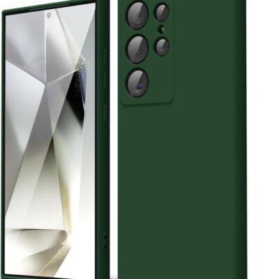 Tamsiai žalias dėklas Samsung Galaxy S928 S24 Ultra su kamera apsauga ir mygtukais