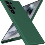 Tamsiai žalias dėklas Samsung Galaxy S928 S24 Ultra su matiniu paviršiumi ir tiksliais fotoaparato išpjovomis