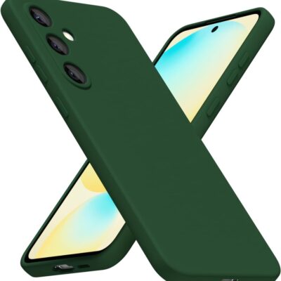 Tamsiai žalias dėklas Samsung S721 S24 FE Mercury Silicone ekrano ir galinės dalies vaizdas