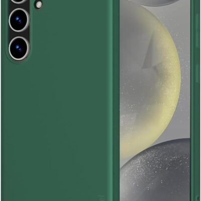 Tamsiai žalias dėklas Samsung S721 S24 FE X-level Guardian telefonui su matiniu paviršiumi ir trimis kameros objektyvais