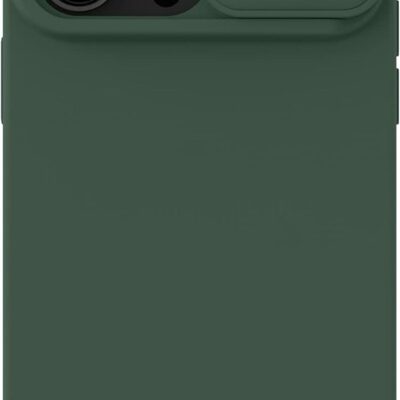 Tamsiai žalias dėklas Nillkin CamShield Silky Magnetic Silicone telefonui Apple iPhone 14 Pro su kameros apsauga