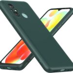 Tamsiai zalias deklas Xiaomi Redmi 11A 12C Poco C55 X-level Dynamic matomas is priekio ir galo su mygtukais ir kameru iskarpomis