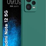 Tamsiai zalias deklas Xiaomi Redmi Note 12 5G telefonui is silikonines medziagos su apsauga is priekio ir is galo