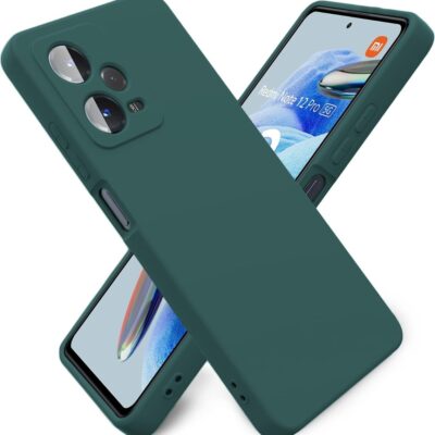 Tamsiai žalias dėklas Xiaomi Redmi Note 12 Pro 5G su apsauga fotoaparatams ir ekrano kampams