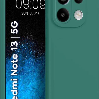 Tamsiai žalias dėklas Xiaomi Redmi Note 13 5G telefonui su matiniu paviršiumi ir apsauga kameroms