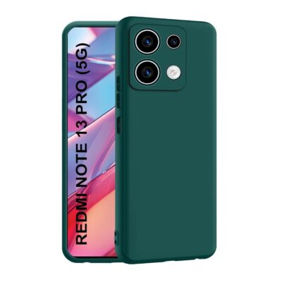 Tamsiai zalias deklas Xiaomi Redmi Note 13 Pro 5G su apsauga kamera ir mygtuku valdikliais