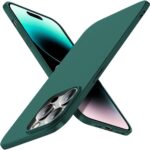 Tamsiai žalias dėklas Xiaomi Redmi Note 14 Pro 5G, parodantis telefono priekinę ir galinę dalis