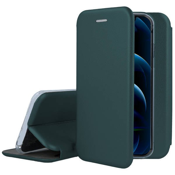 Tamsiai zalios spalvos atverciamas deklas Apple iPhone 12 Pro Max Book Elegance Tamsiai zalios spalvos atverciamas deklas Apple iPhone 12 Pro Max Book Elegance