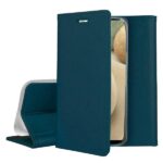 Tamsiai žalios spalvos atverčiamas dėklas Samsung Galaxy A125 A12 Smart Magnetic su ekranu dalinai matomu