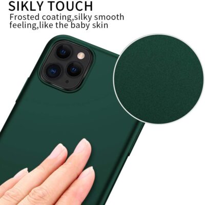Tamsiai zalios spalvos deklas Apple iPhone 11 Pro Max su matiniu pavirsiu ir silkiu liesti