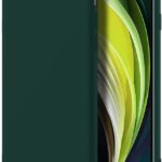 Tamsiai žalios spalvos dėklas Apple iPhone 7 8 SE 2020 X-level Dynamic telefone matomas iš priekio ir nugarėlė iš tamsiai žalios medžiagos