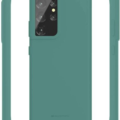 Tamsiai žalios spalvos dėklas Samsung Galaxy S21 Ultra Mercury Silicone iš skirtingų kampų