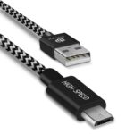 USB kabelis Dux Ducis K-ONE microUSB FastCharging 1.0m su juodos ir baltos spalvos pynimu ir greito įkrovimo funkcija
