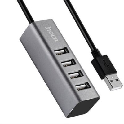 USB šakotuvas Hoco HB1 su keturiomis USB jungtimis pilkos spalvos