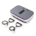 Vibro treniruoklis Reach EX400 pilkos ir baltos spalvos su pulteliu ir juodomis pasipriešinimo juostomis