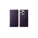 Violetinis atverčiamas dėklas Apple iPhone 13 14 HDD Magnetic Wallet iš priekio ir galo