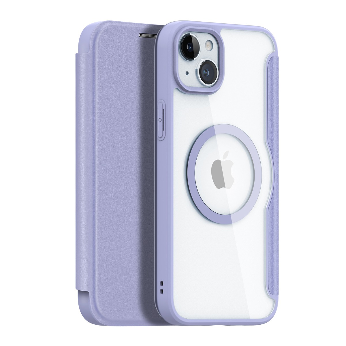 Violetinis atverčiamas dėklas Apple iPhone 15 Plus Dux Ducis Skin X Pro Violetinis atverčiamas dėklas Apple iPhone 15 Plus su permatomu nugarėle ir apsauga kamerai