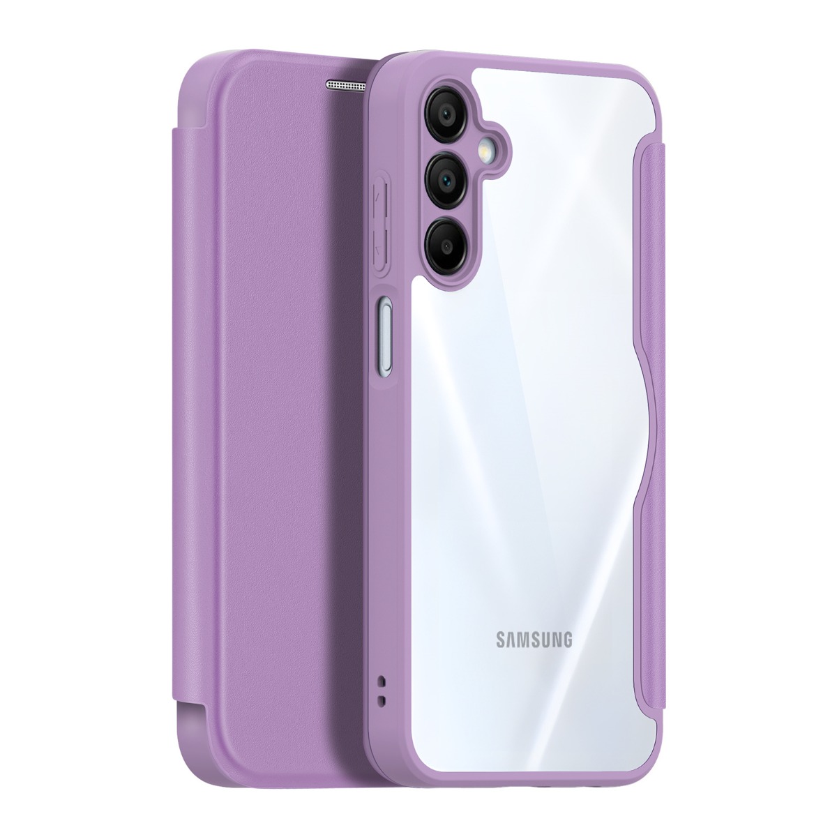 Violetinis dėklas Samsung A165 A16 4G Dux Ducis Skin X Pro Violetinis atverčiamas dėklas Samsung A165 A16 4G su baltu permatomu nugarėlės paviršiumi