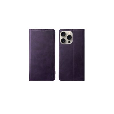 Violetinis atverčiamas dėklas Samsung G990 S21 FE 5G HDD Magnetic Wallet priekinė ir galinė pusė