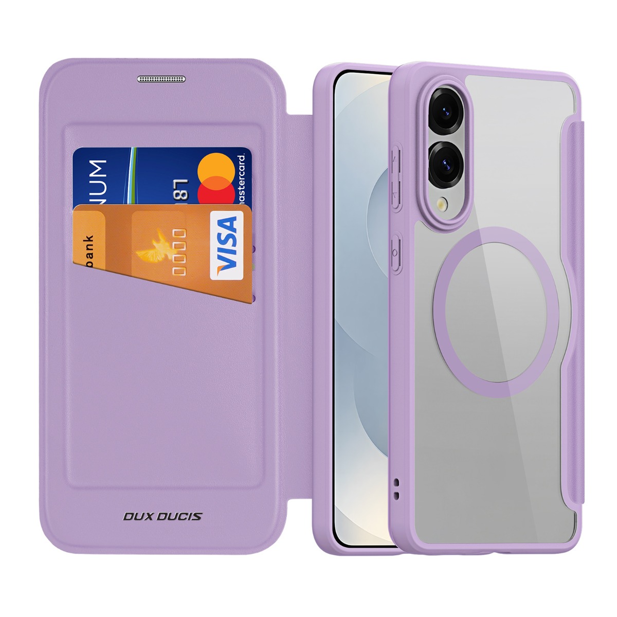 Violetinis atverčiamas dėklas Samsung S937 S25 Edge Dux Ducis Skin X Pro Violetinis atverčiamas dėklas Samsung S937 S25 Edge Dux Ducis Skin X Pro su kortelių kišenėmis