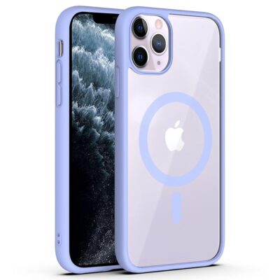 Violetinis dėklas Apple Iphone 11 Pro Max Premium Mag Cover su skaidriu nugarėle ir apsauginiu kraštu