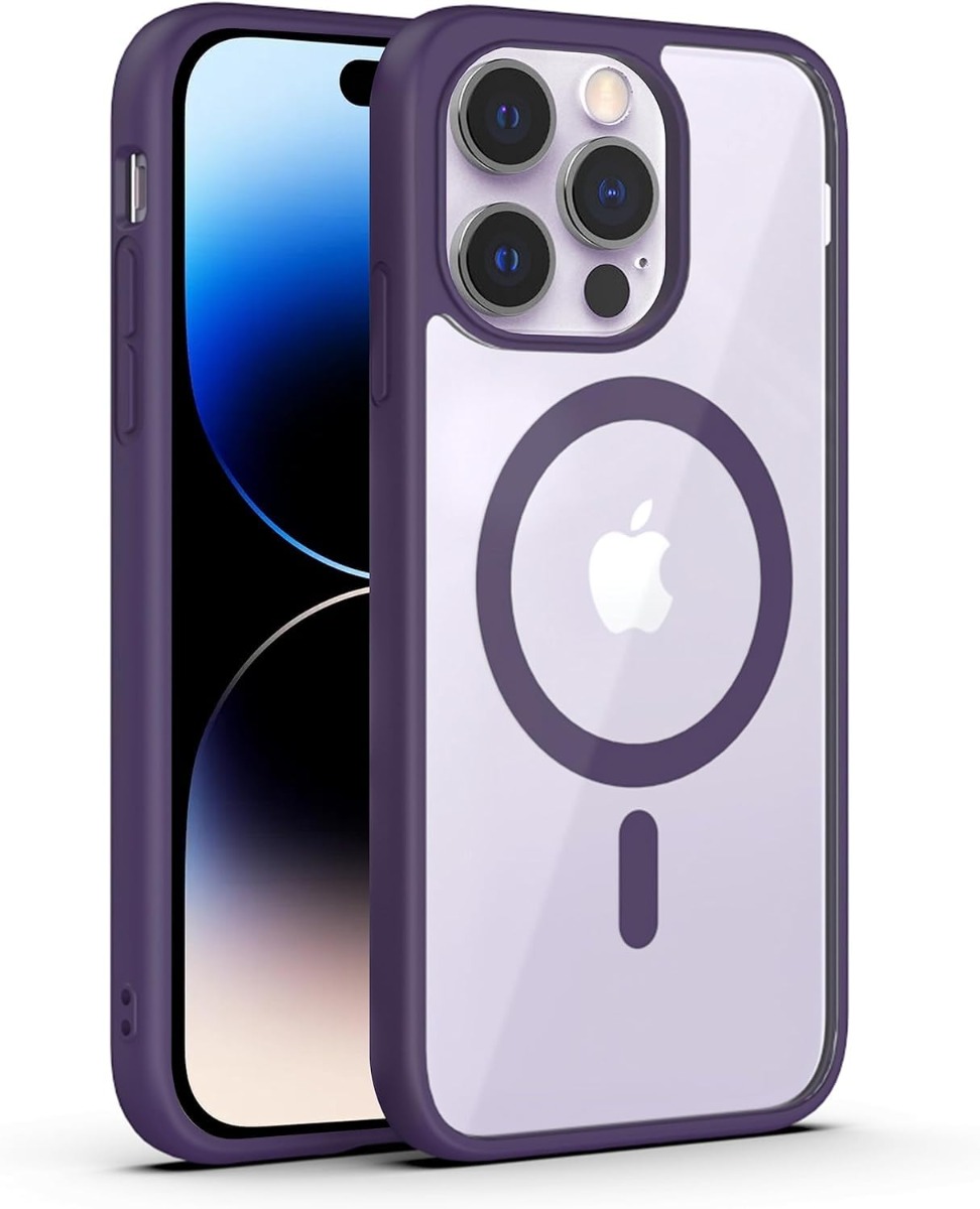 Violetinis dėklas Apple Iphone 15 Pro Premium Mag Cover Violetinis dėklas Apple Iphone 15 Pro su magento žiedo dizainu ir apsauga kameros objektyvams