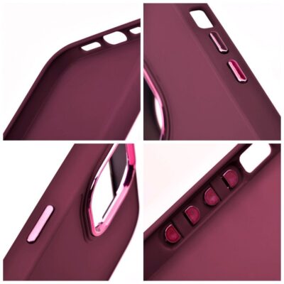 Violetinis dėklas FRAME Samsung S928 S24 Ultra su matiniu paviršiumi ir pink metalizuotomis detalėmis