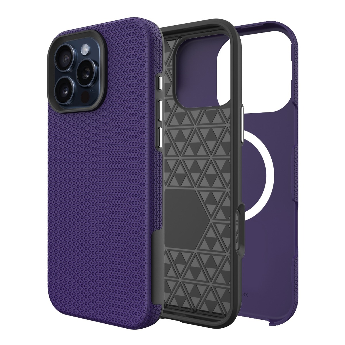 Violetinis dėklas telefonui Apple Iphone 16 Pro Max Perfectionists Triangle Mag Violetinis dėklas telefonui Apple Iphone 16 Pro Max Perfectionists Triangle Mag su geometriniu raštu ir apsaugine struktūra