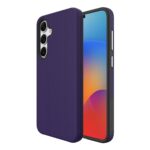 Violetinis dėklas telefonui Samsung S721 S24 FE su trikampio rašto tekstūra ir 3 kamerų išpjova