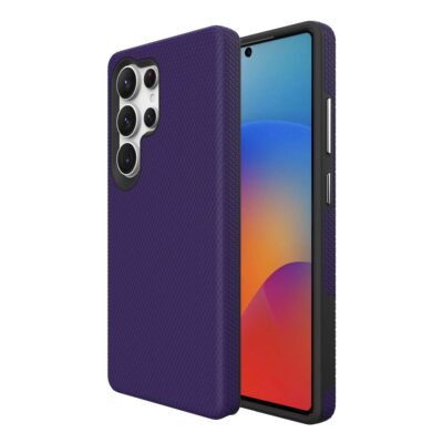 Violetinis dėklas telefonui Samsung S938 S25 Ultra su trikampio rašto paviršiumi