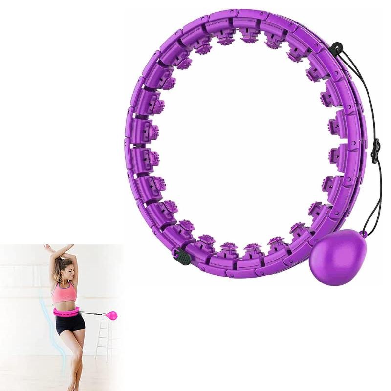 Violetinis masažuojantis gimnastikos lankas Smart Hula Hoop M2 Violetinis masažuojantis gimnastikos lankas Smart Hula Hoop M2 su raukšlėtais masažuokliais ir svirtimi