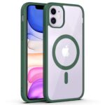 Žalias dėklas Apple Iphone 11 Premium Mag Cover su skaidriu nugarėlės skydu ir žalia rėmeliu
