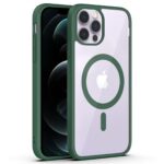 Žalias dėklas Apple Iphone 12 Pro Premium Mag Cover su permatomu galiniu paviršiumi ir apsauginiu kraštu