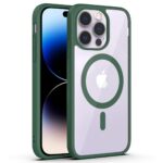 Žalias dėklas Apple Iphone 13 Pro Max su matiniu rėmeliu ir skaidria nugarėle