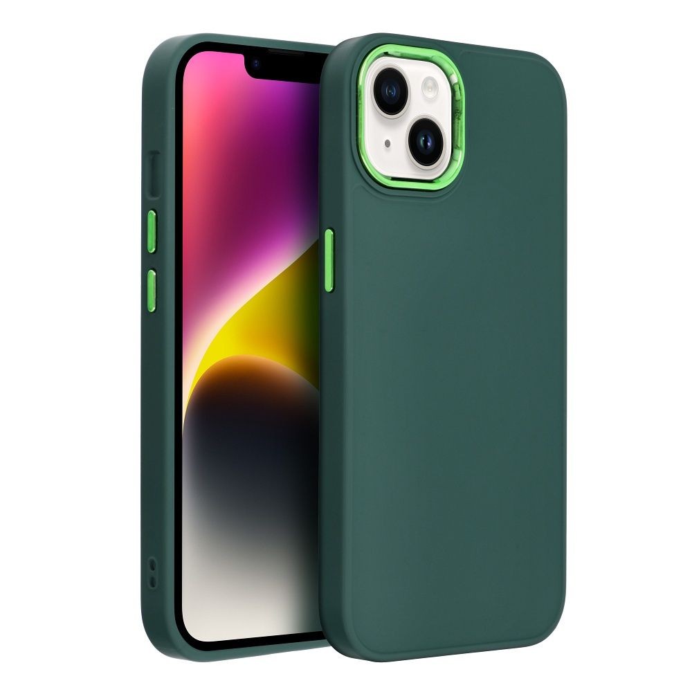 Zalias deklas FRAME telefonui Xiaomi Redmi 13C Poco C65 Poco M6 5G Zalias deklas FRAME telefonui Xiaomi Redmi 13C su matine pavirsiu ir sviesiai zalios spalvos detalemis
